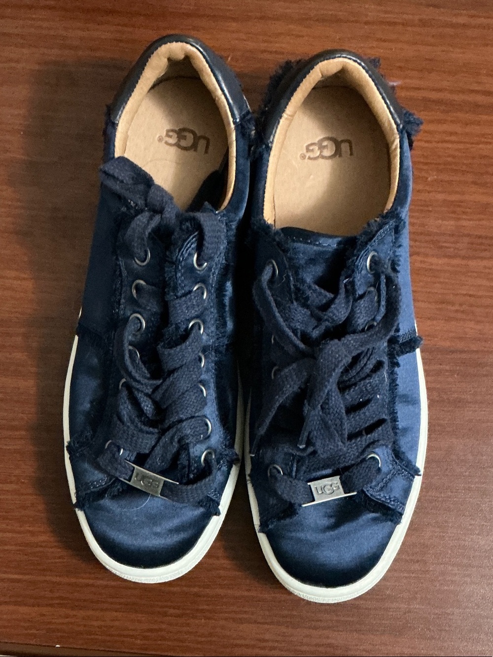 UGG Navy Satin Low-Top Lace Sneakers